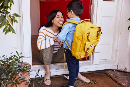 Kid with cheap big backpack